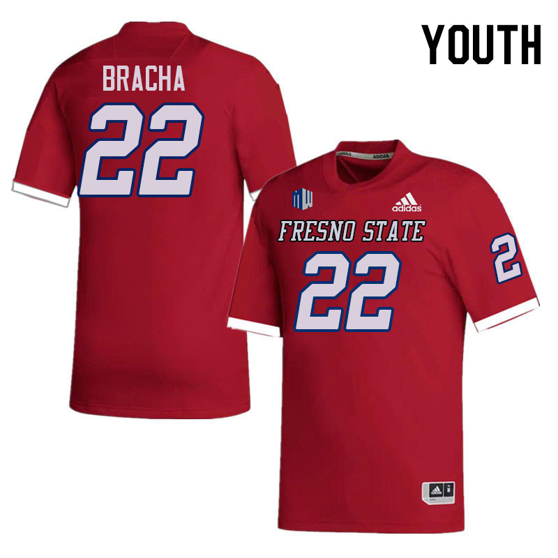 Youth #22 Camryn Bracha Fresno State Bulldogs College Football Jerseys Stitched-Red